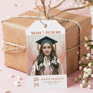 Photo Peach Fuzz Seize the Future Graduation Gift Tags
