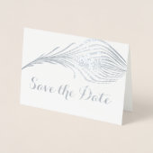 Photo Peacock Save the Date Typography Silver Foil Foil Card (Front)