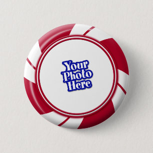 Photo Peppermint Swirl Stripe Candy Pinback Button