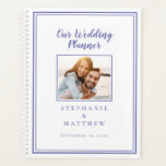 Photo Periwinkle Blue White Simple Modern Wedding Planner<br><div class="desc">Get organized for your wedding with this modern wedding planner! Design features a simple contemporary minimalist design with a double frame border in trendy periwinkle on a crisp white background. Add your favorite engagement picture and future wedding date to customize your details in chic lettering and script. The back of...</div>