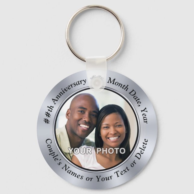 Photo Personalize 10 Year Anniversary Party Favors Keychain (Front)