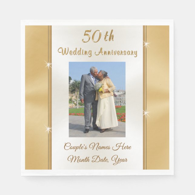 Photo Personalize 50th Wedding Anniversary Napkins (Front)
