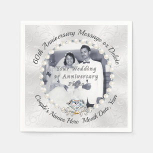 Photo Personalize 60th Diamond Anniversary Napkins