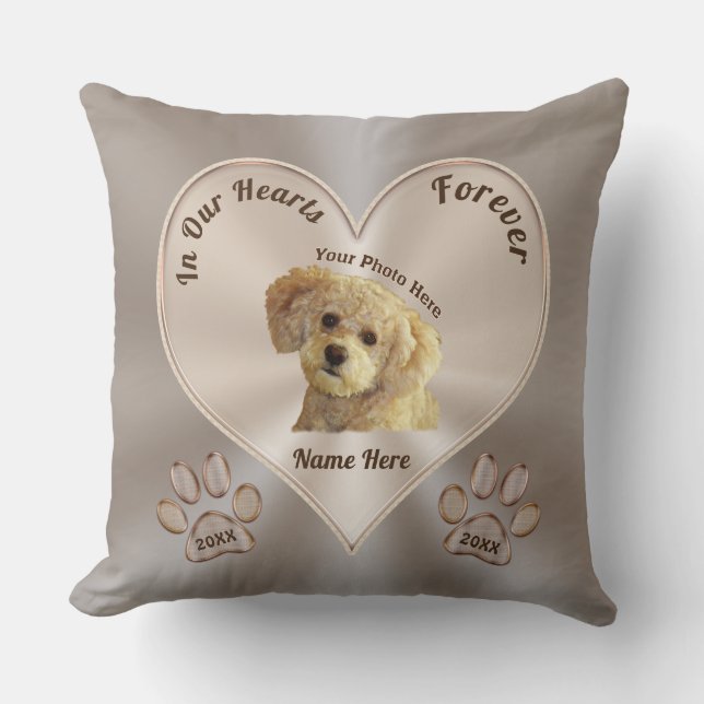 Photo Personalize Condolences for Loss of Dog Gift Throw Pillow (Front)