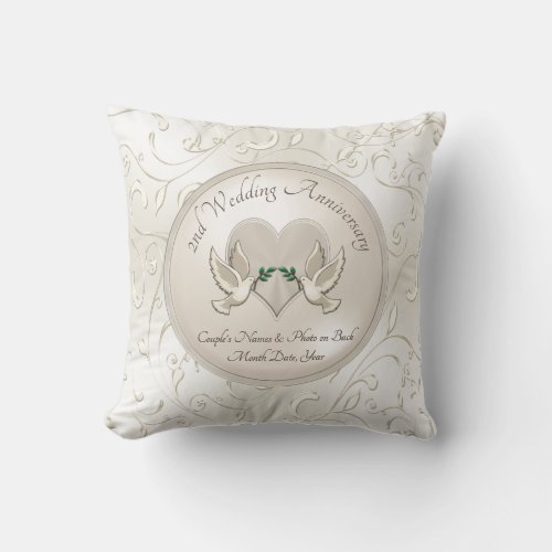 Photo Personalize Cotton Gifts for 2nd Anniversary Throw Pillow