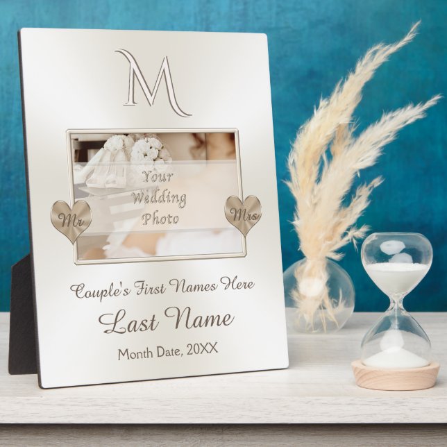 Photo Personalize Monogrammed Blankets for Wedding Plaque (Side)