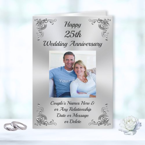 Photo Personalized 25th Wedding Anniversary Cards