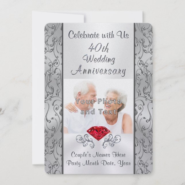 Photo, Personalized 40th Anniversary Invitations (Front)