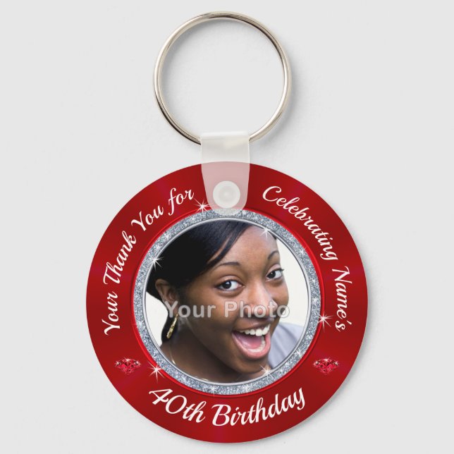 Photo, Personalized 40th Birthday Favors for Her Keychain (Front)