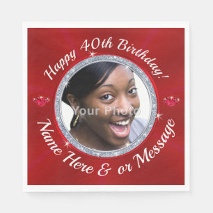 Photo, Personalized 40th Birthday Napkins for Her