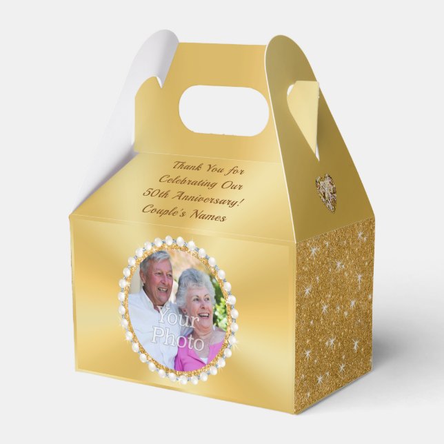 Photo Personalized, 50th Anniversary Favor Boxes (Front Side)