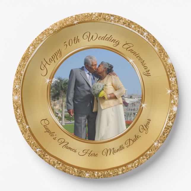PHOTO Personalized 50th Anniversary Paper Plates (Front)