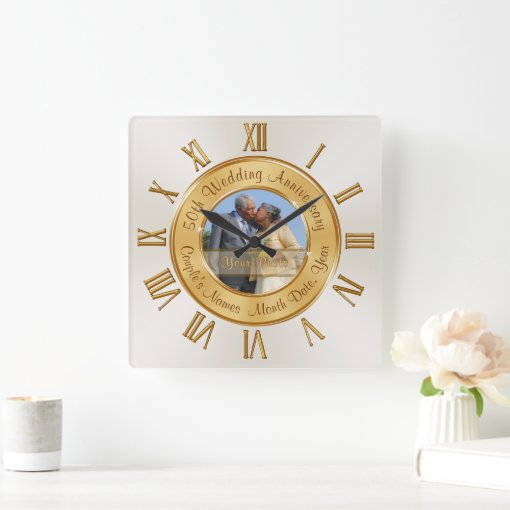 Photo Personalized 50th Wedding Anniversary Clocks Zazzle