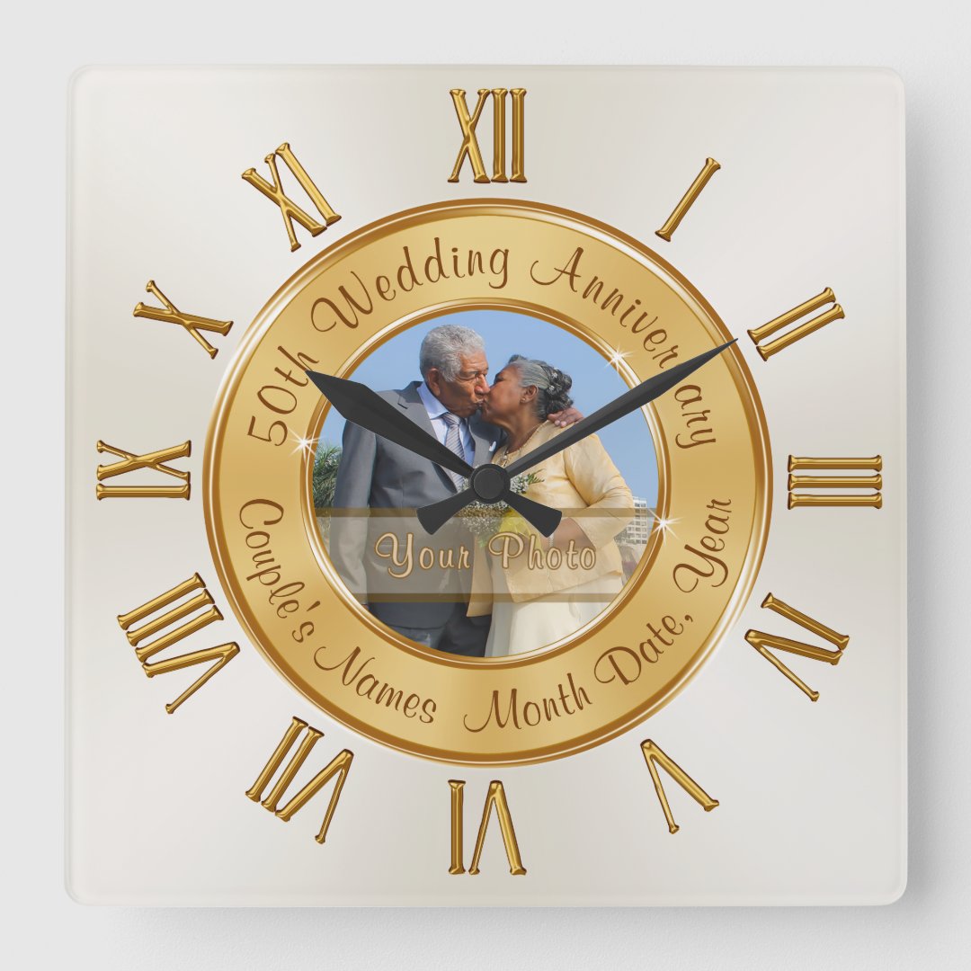 Photo Personalized 50th Wedding Anniversary Clocks Zazzle