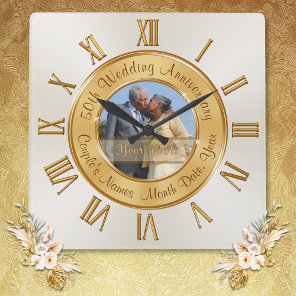 Photo Personalized 50th Wedding Anniversary Clocks
