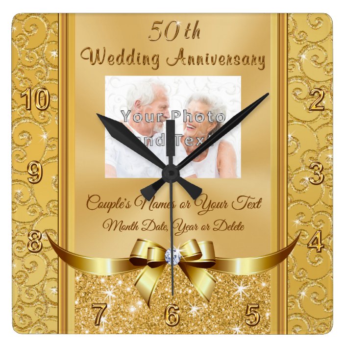 Photo Personalized 50th Wedding Anniversary Clocks