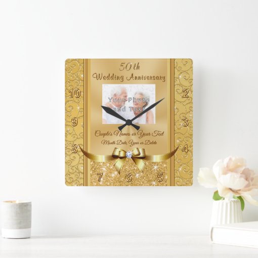 Photo Personalized 50th Wedding Anniversary Clocks Zazzle