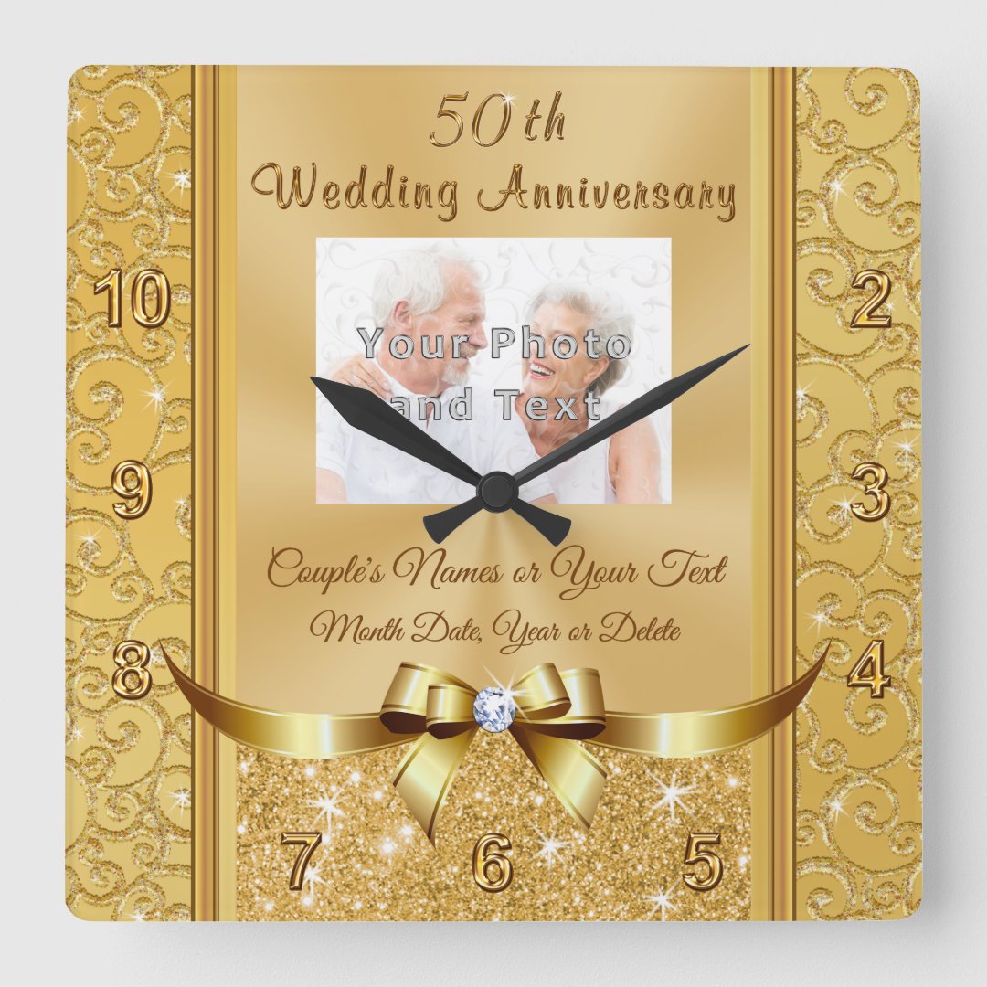 Photo Personalized 50th Wedding Anniversary Clocks Zazzle
