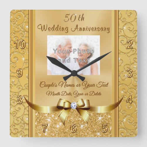 Photo Personalized 50th Wedding Anniversary Clocks