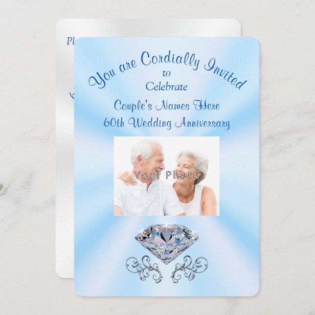 Photo Personalized 60th Anniversary Invitations (Front/Back)
