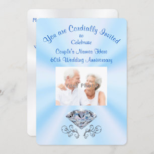Photo Personalized 60th Anniversary Invitations