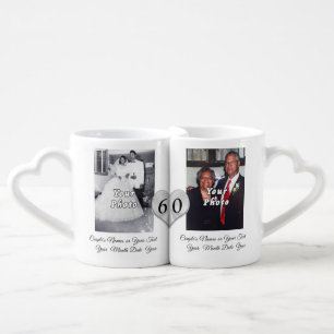 Photo Personalized 60th Wedding Anniversary Gift Coffee Mug Set