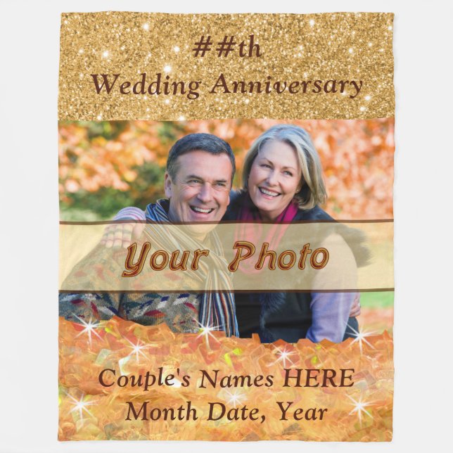 Photo Personalized Anniversary Blanket by Year (Front)