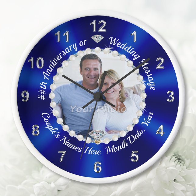 Photo, Personalized Anniversary Clock, ANY YEAR Clock (60th wedding anniversary Clock. Diamond Anniversary Clock. 65 year, 45th wedding anniversary gifts. )