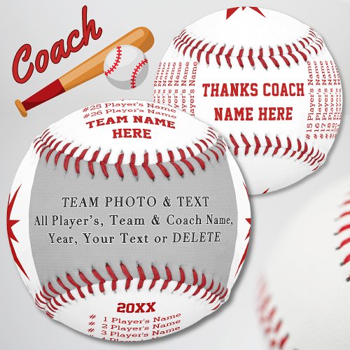 Photo Personalized Baseball Gifts for Coach Ball