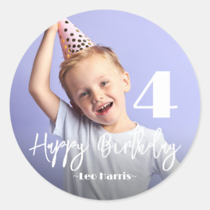 Photo Personalized Birthday Classic Round Sticker
