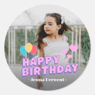 Photo Personalized Birthday Classic Round Sticker