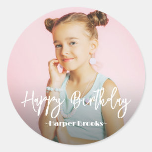 Photo Personalized Birthday Classic Round Sticker