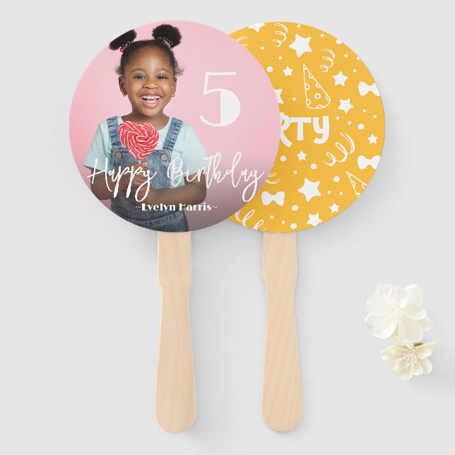 Photo Personalized Birthday Hand Fan (Front and Back)