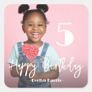 Photo Personalized Birthday Square Sticker