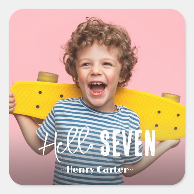 Photo Personalized Birthday Square Sticker (Front)