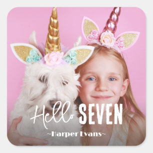 Photo Personalized Birthday Square Sticker