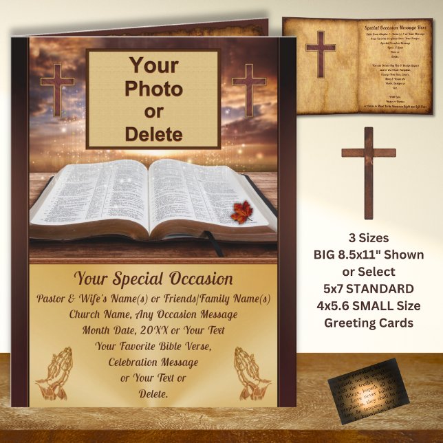 Photo, Personalized Cards for Pastors, Friends (Personalized, Appreciation Card for Pastor and Wife, with Your, pastor appreciation card messages. )