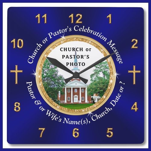 Photo Personalized Christian Gifts for Pastors Square Wall Clock