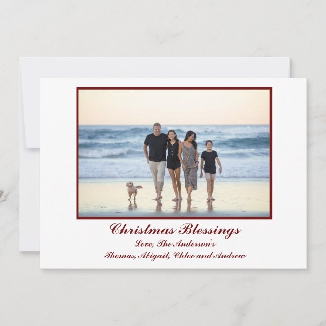 Photo Personalized Christmas Card, Red (Front)