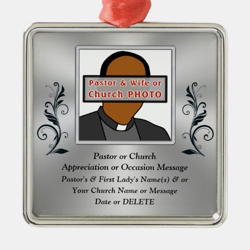 Photo Personalized Christmas Gift for Your Pastor Metal Ornament