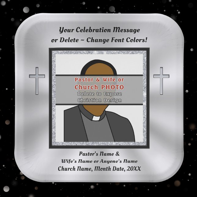 Photo Personalized, Church or Christian  Paper Plates (Christian Paper Plates for your Church Anniversary Party, Pastor Anniversary Party Supplies. )