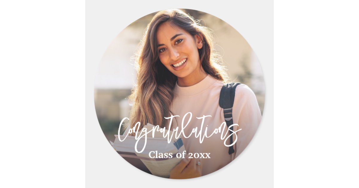 Photo Personalized Congratulations Classic Round Sticker | Zazzle