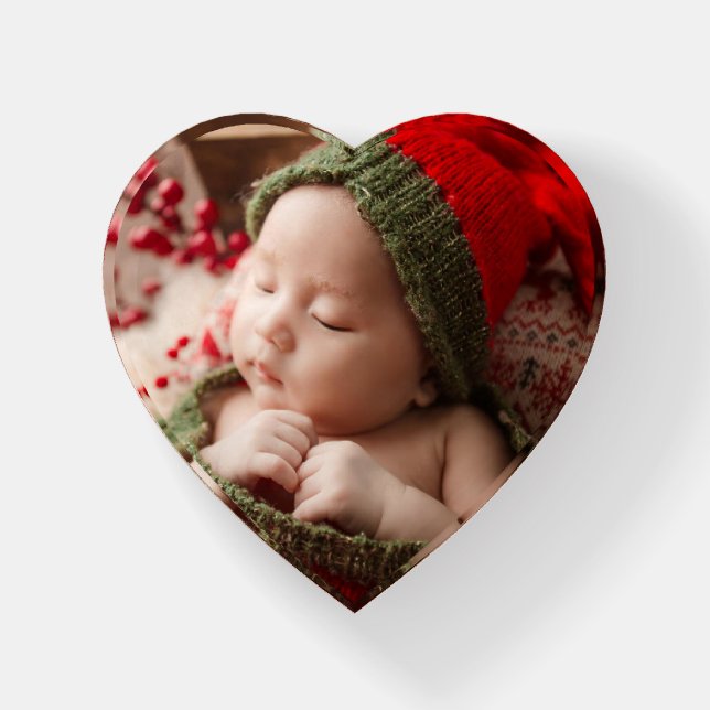 Photo Personalized Customize Heart Shaped Paperweight (Front)