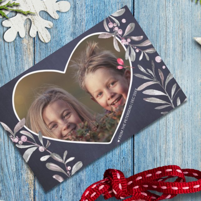 Photo personalized cute rustic heart Christmas Holiday Card (Creator Uploaded)
