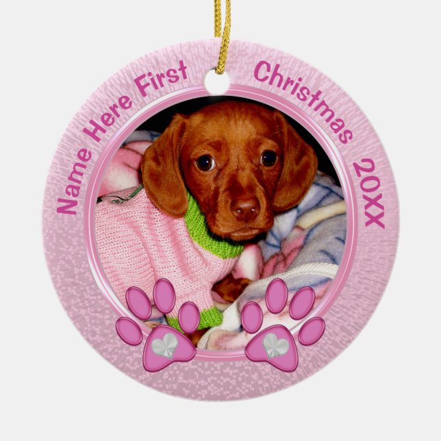 Photo Personalized Dogs First Christmas Ornament (Front)