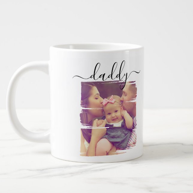 Photo Personalized Fathers Day Giant Coffee Mug (Left)