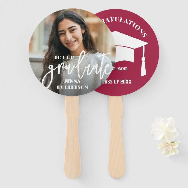Photo Personalized Graduate Hand Fan (Front and Back)