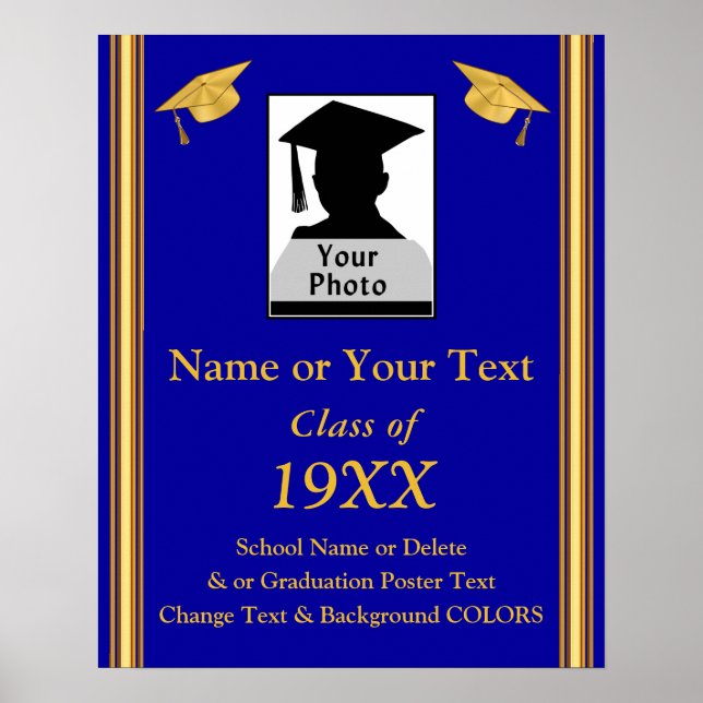 Photo Personalized Graduation Poster Your Colors (Front)