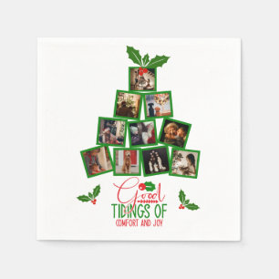 Photo Personalized Green Christmas Napkins