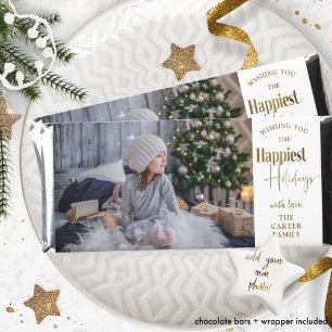 Photo Personalized, Happiest Holidays Chocolate Hershey Bar Favors
